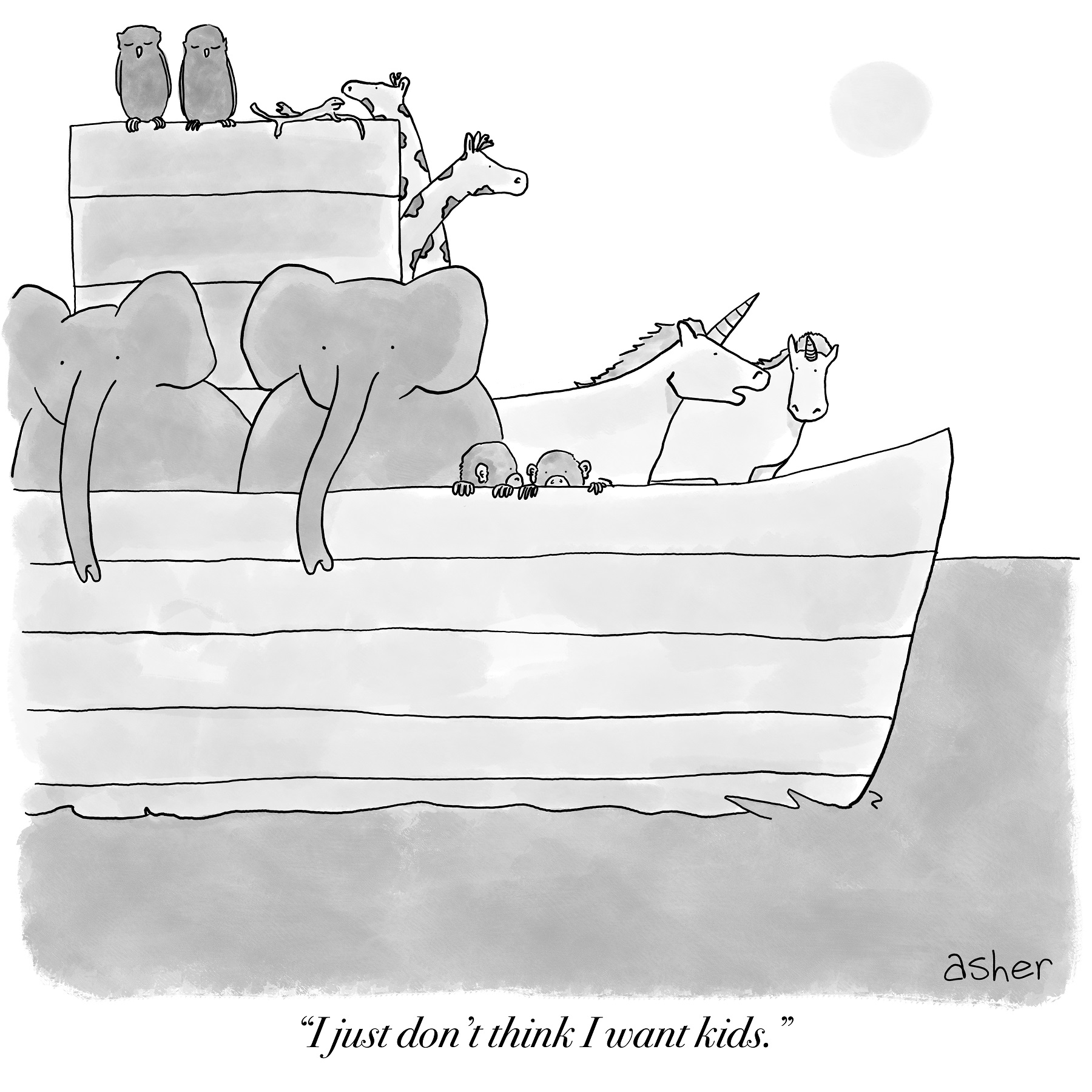 Asher Perlman single-panel cartoon from his new book.