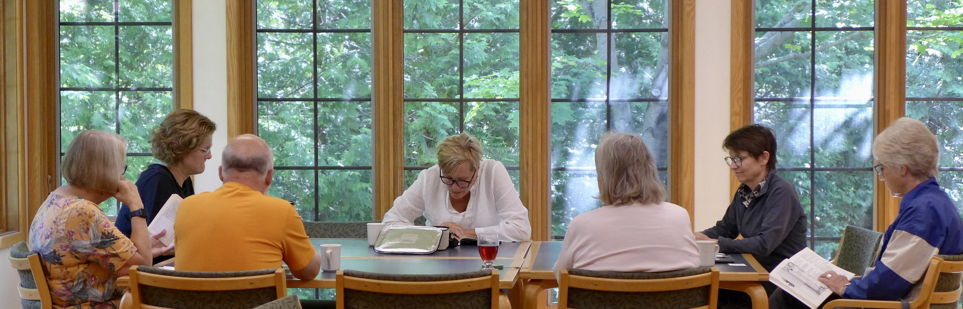Seminar students sitting at a table