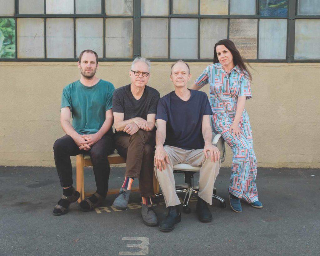 Harmony includes, from left, Luke Bergman, Bill Frisell, Hank Roberts, and Petra Haden.