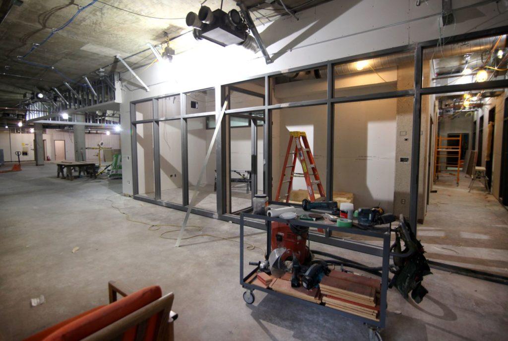 The second floor of Mudd Library being renovated