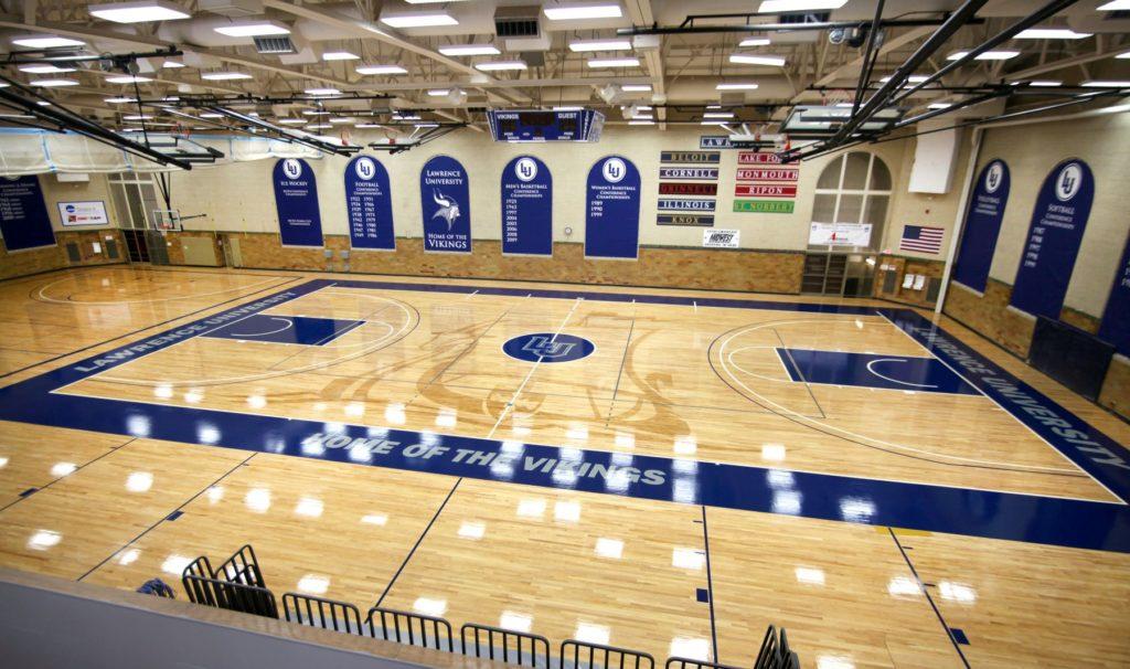 A Viking ship is featured prominently in the new court design in Alexander Gym