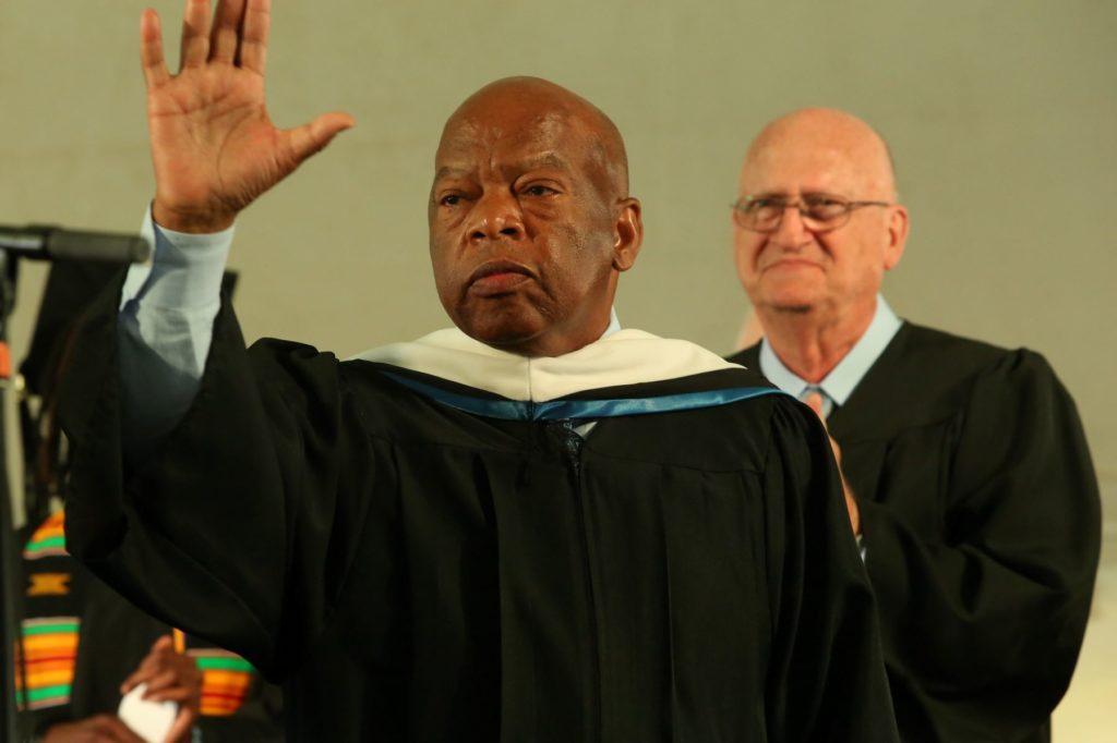 Rep. John Lewis greets graduates and their families as the 2015 Commencement speaker at Lawrence University.
