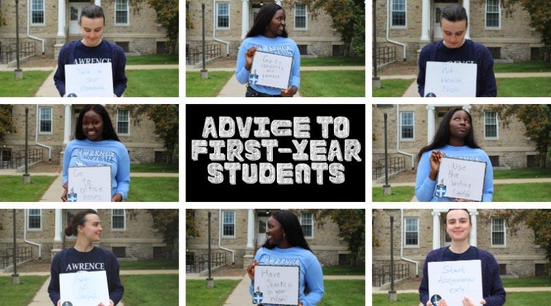 "Advice to first-year students", a collage of students