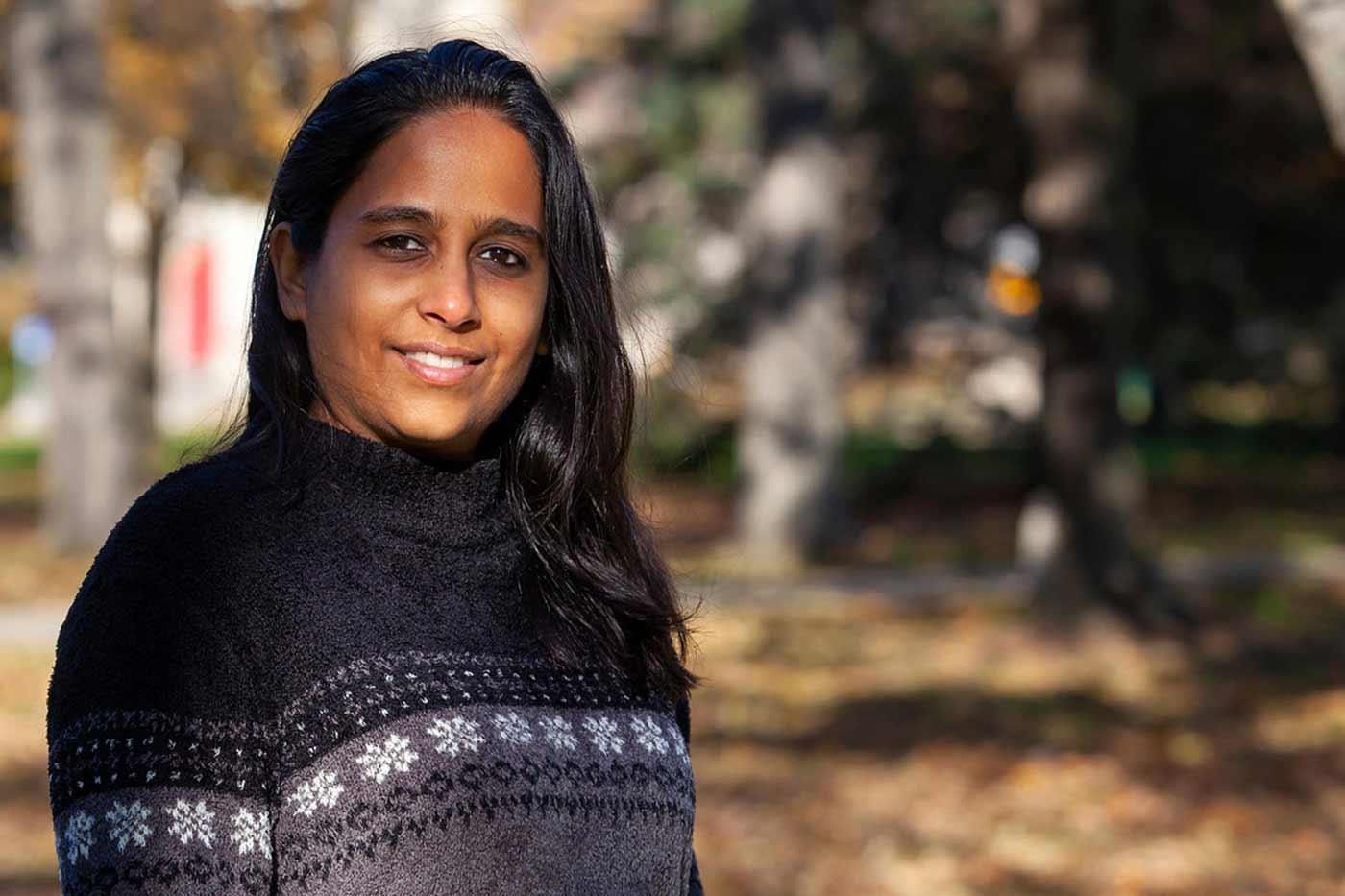 Asha Srinivasan close up portrait outdoors