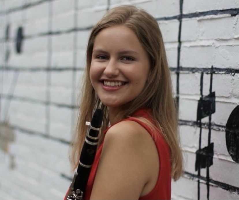 Emily Dorr poses with her clarinet.