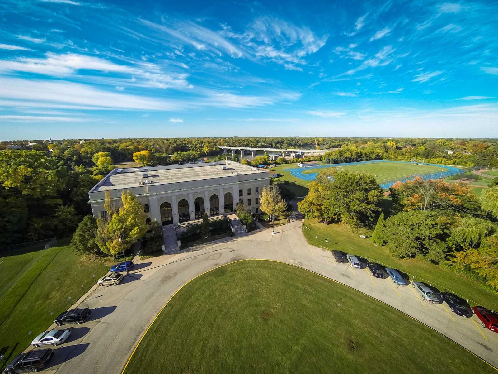 Aerial view of Alexander Gym.