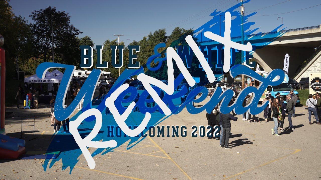Screen grab of homecoming video shows tailgate party with Remix headline