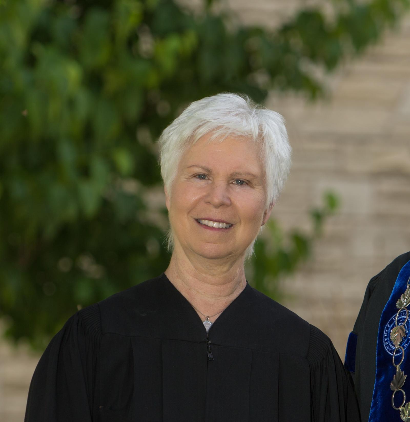 Bonnie Koestner poses for a photo at 2017 Commencement.