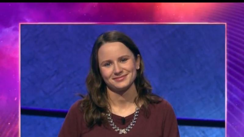 Alex Damisch is seen on the set of "Jeopardy" during her fourth and final game.
