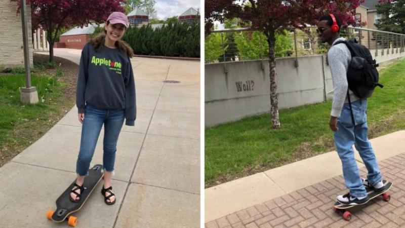 Lawrence Students longboarding