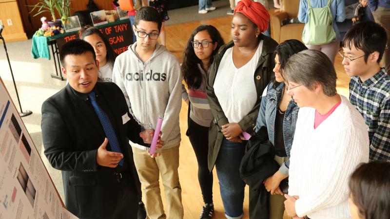 Nabor Vazquez ’19 gives a presentation during Lawrence University’s Biofest 2019