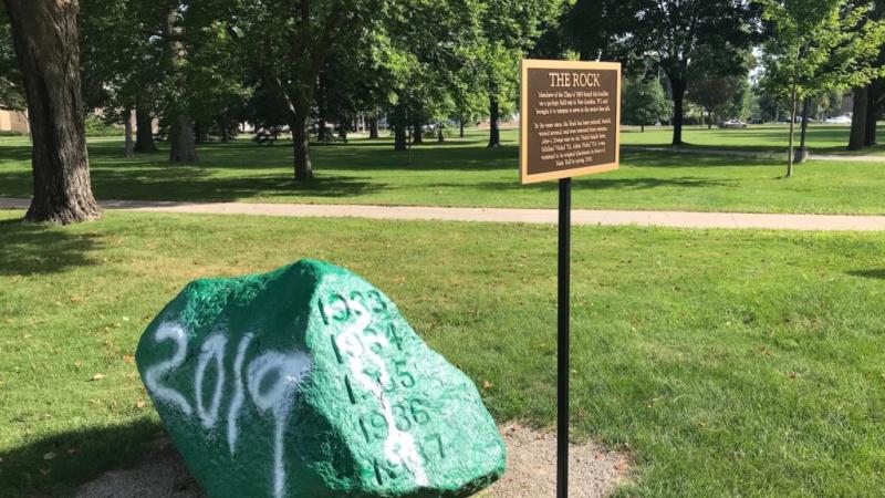 Rock on Lawrence’s Main Hall lawn dating back to 1895.