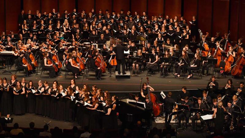Finale of Kaleidoscope performance. Features every instrument in Lawrence's Conservatory of Music