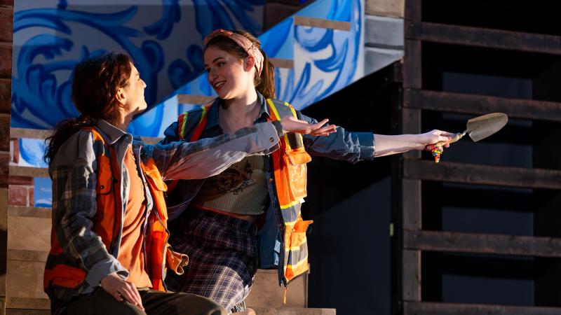 Sam Dill and Emily Hamm during opera rehearsal for Alice Tierney.