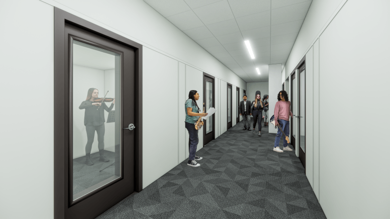 rendering of practice studios for level up