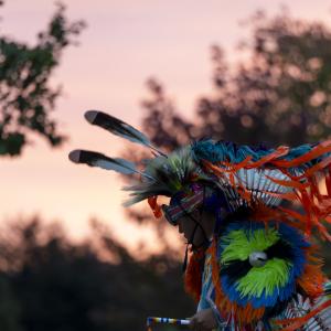 A dancer performs during the 2023 Indigenous Peoples' Day Celebration on Main Hall Green.